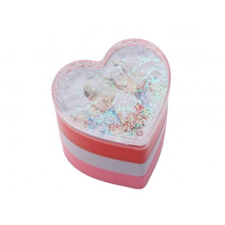 Photo Globe A Container Portafoto A Cuore Con Glitter Fluttuanti - Modello A Cuore Contenitore 3-In-1