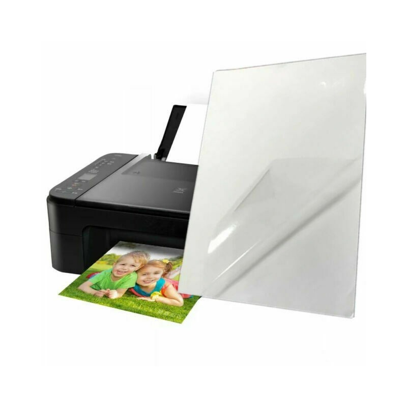 Carta ADESIVA A4 TRASPARENTE LUCIDA per stampanti laser 5 fogli PVC VINILE